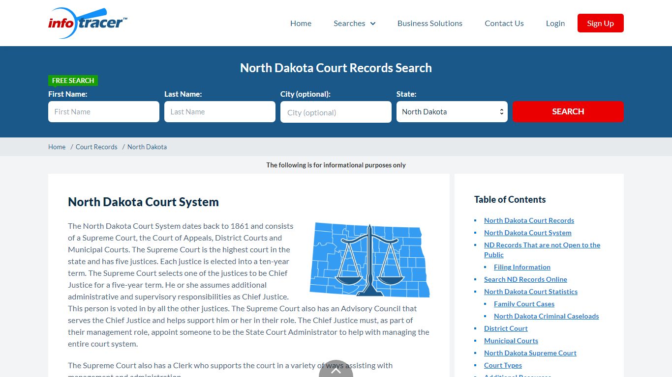 Search North Dakota Court Records By Name Online - InfoTracer